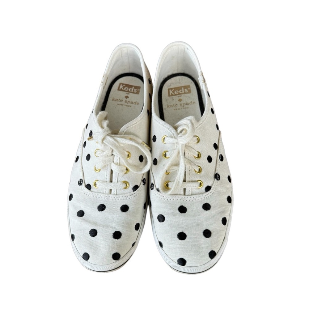 Kate Spade New York Keds Women's White Sneakers With Black Polka Dots Size 6.5 - Picture 4 of 8